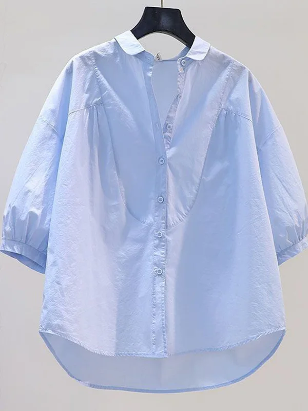 

New Blue Collar ort Sve irt Women's Faionable Summer Top Lightweight Luxury Feel Younger Loose Fit Regular Length