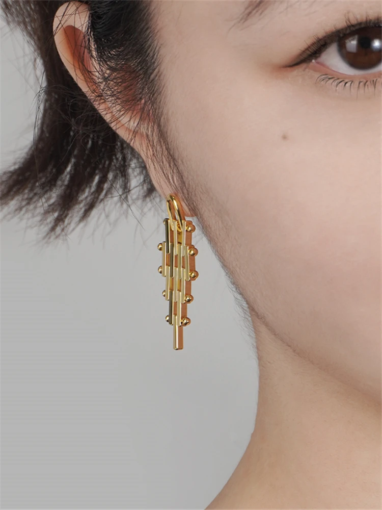 kshmir 2023 Geometric metal splicing earrings exaggerated trapezoidal pendant women\'s earrings accessories gift