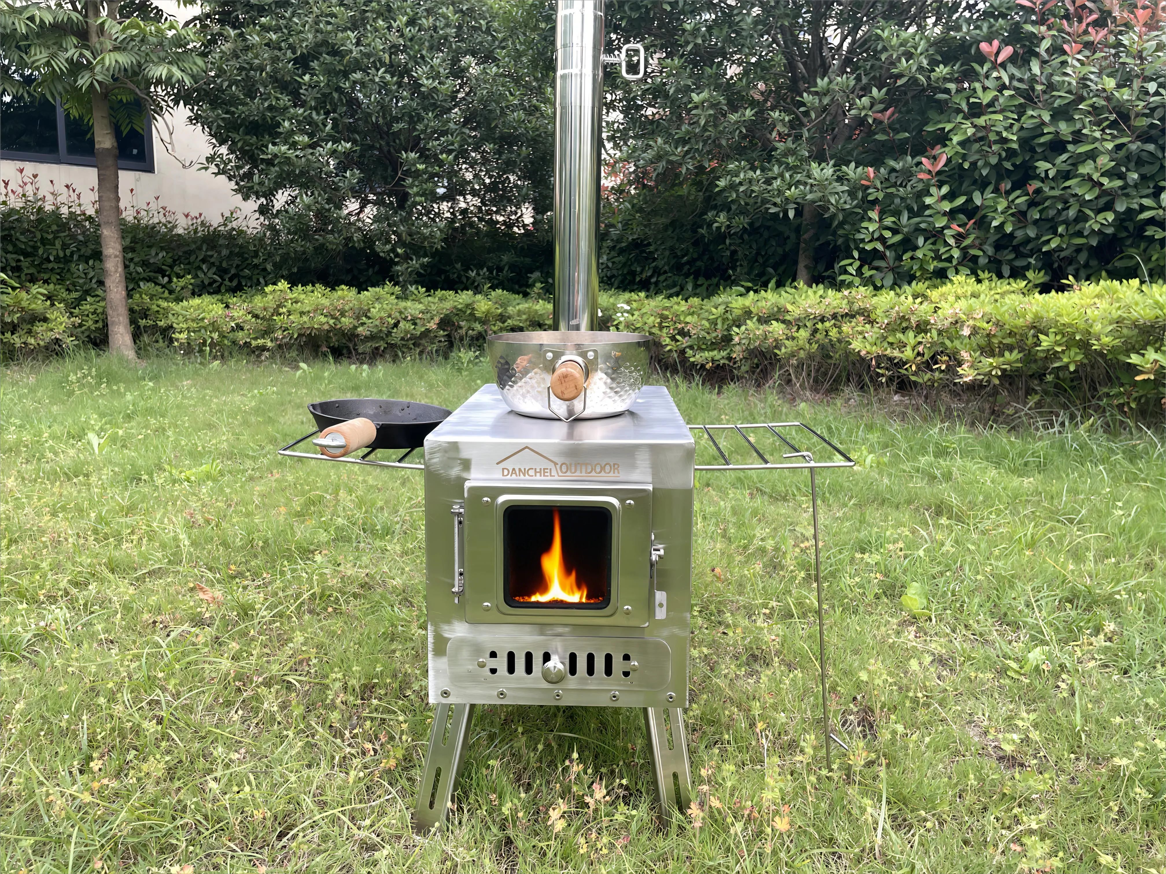 

STLFDANCHEL OUTDOOR Large Stainless Steel Wood Burning Stove Portable Hot Tent Stove for Heating with Chimney Pipes