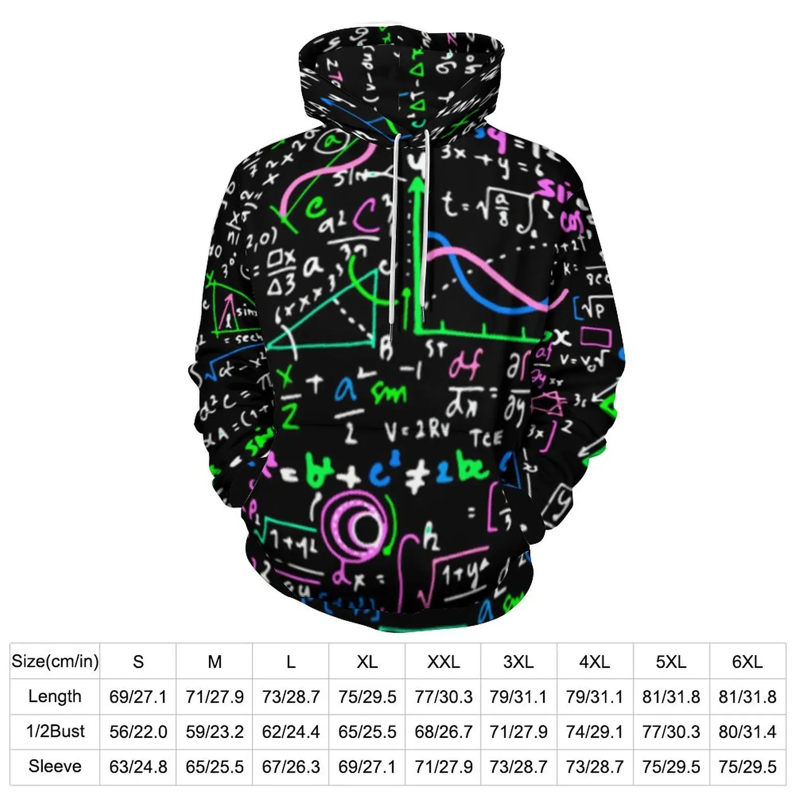 Math Linear Casual Hoodies Couple Mathematics Education Graphic Hooded Sweatshirts Autumn Long Sleeve Classic Oversized Hoodie