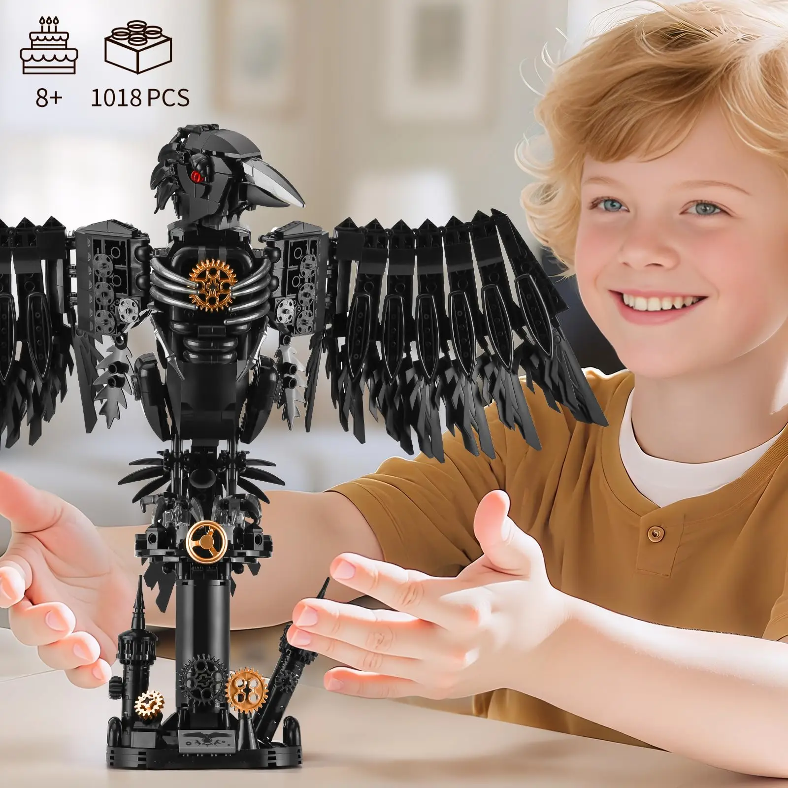 1018PCS Technical Mechanical Crow Building Blocks Set Animals Assembling Bricks Model Birthday Gifts STEM Kids Toy Gift for Boys