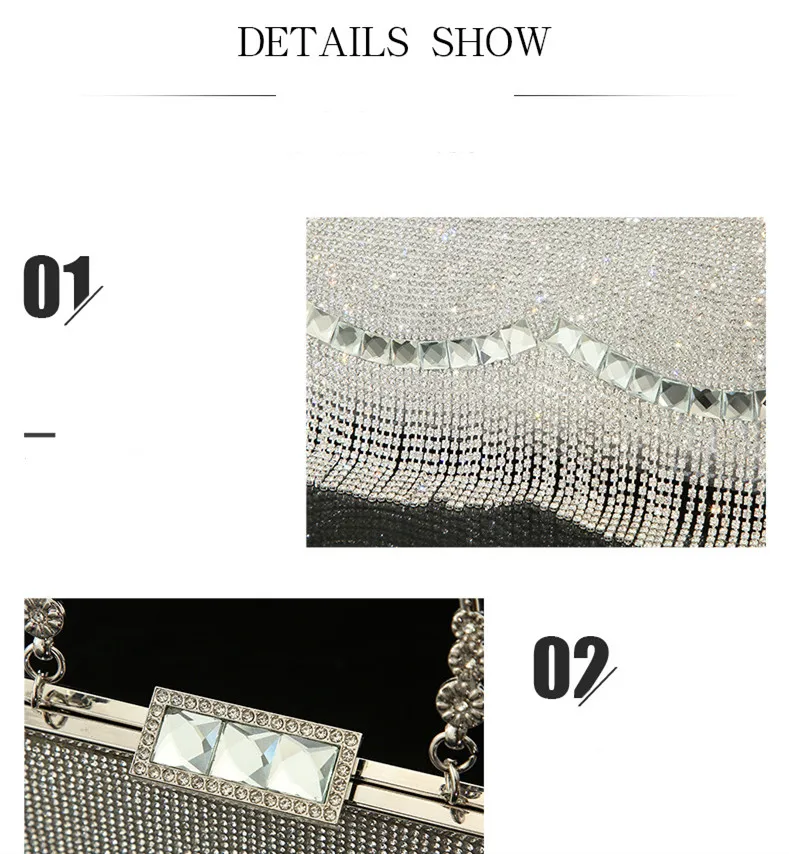 Celebrity Ladies Full Diamond Evening Bag Women\'s Shiny Messenger Bag Party Bridesmaid Tassel Rhinestone Banquet Handbag BM099