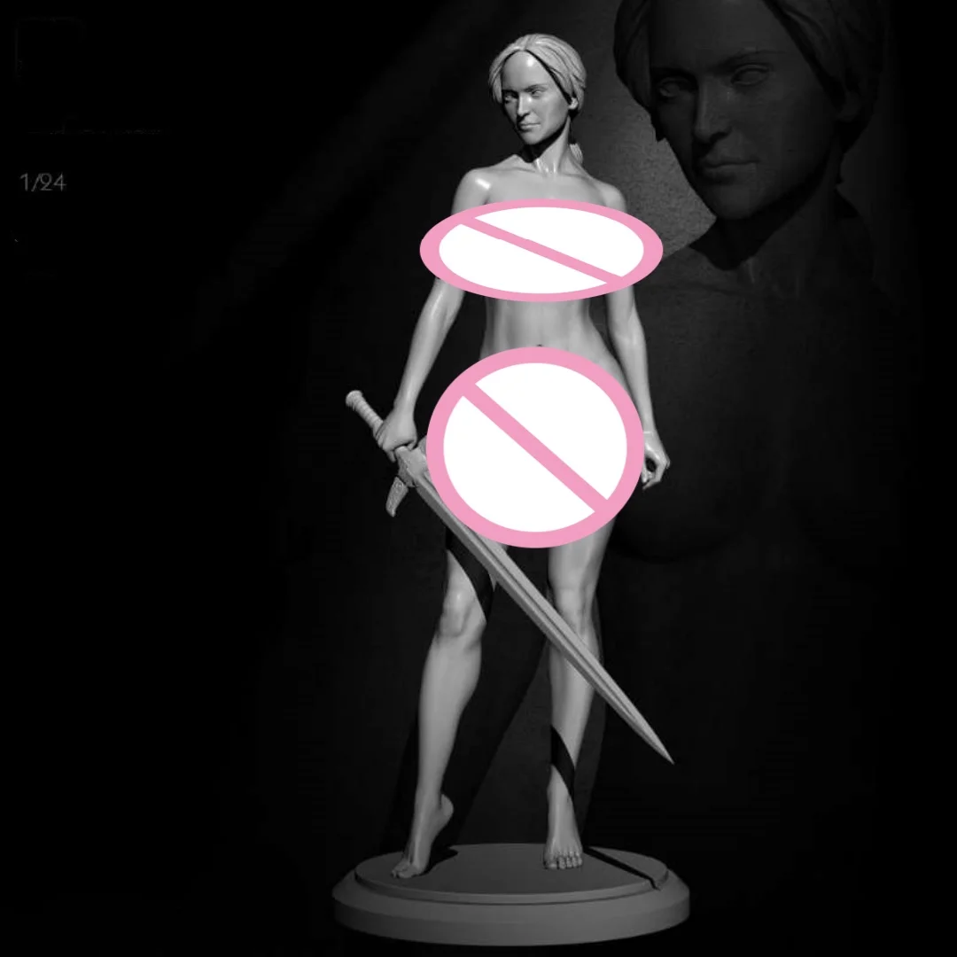 

1/24 75mm height Scale Resin Figure Female knight art edition Assemble Model Kit Unassembled Unpainted 3D printing toy 1154