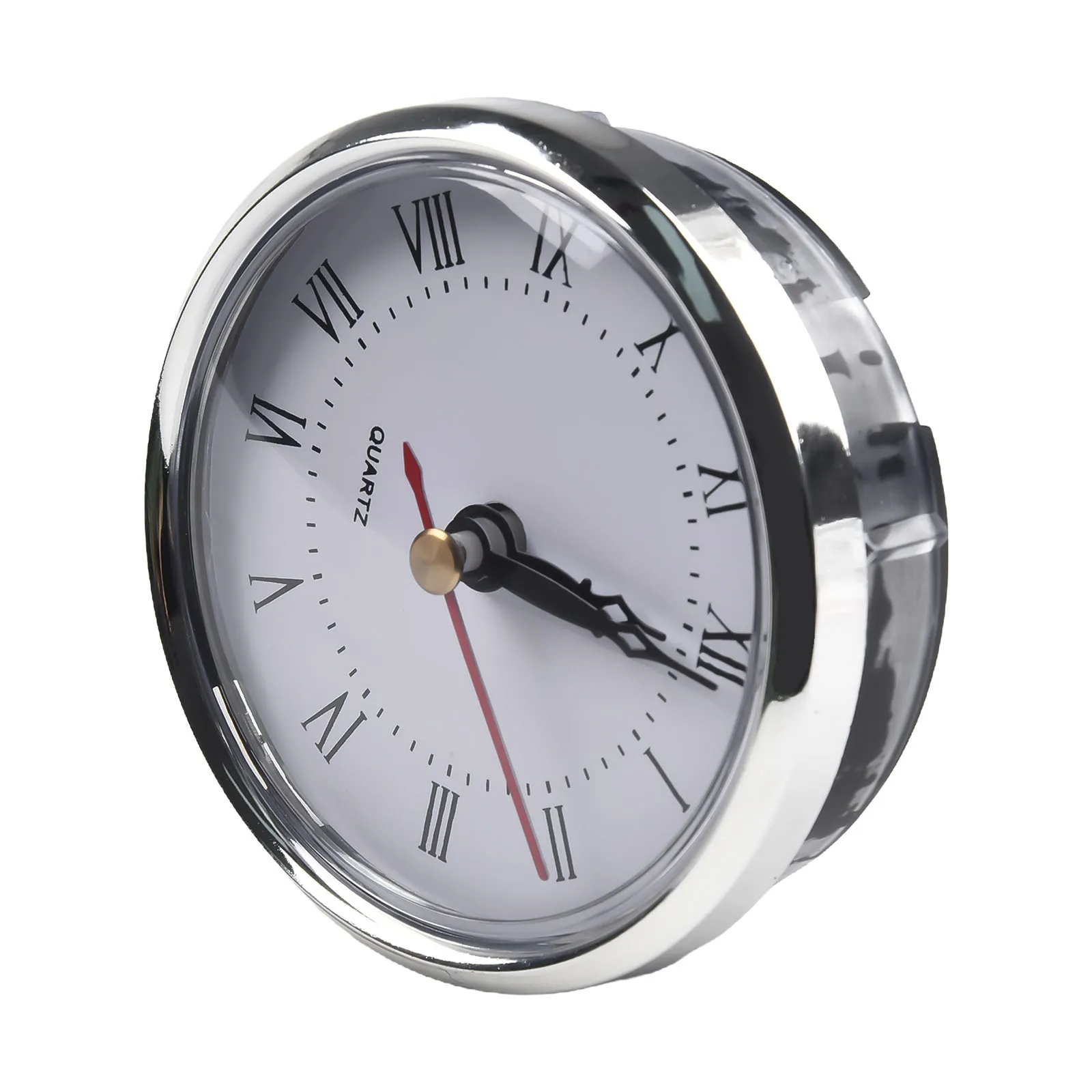 Quartz Clock Insert for 80mm Round Hole Mounting with Arabic and Roman Numeral Design for Craft and Repair Tasks