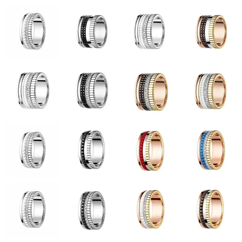 2024 Fashion Luxury Brand Jewelry 925 Sterling Silver Ring Gear Rotating Red, White, and Black Baolong Rings