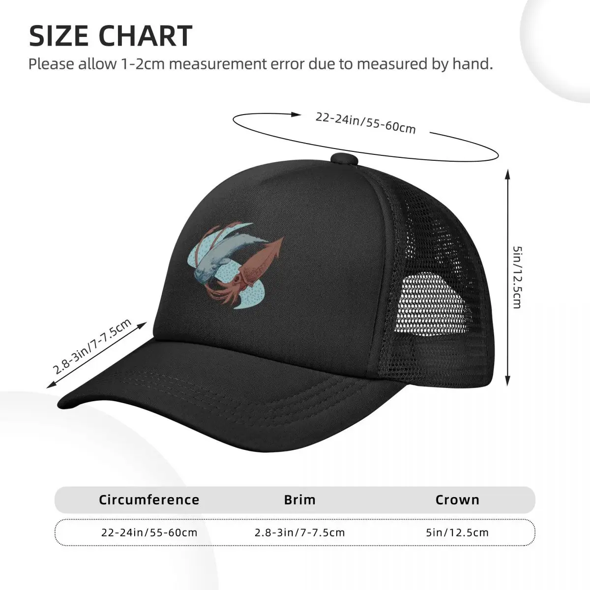 Sperm Whale Vs Giant Squid Mesh Baseball Caps Snapback Baseball Hats Breathable Casual Casquette Outdoor For Men's And Women's