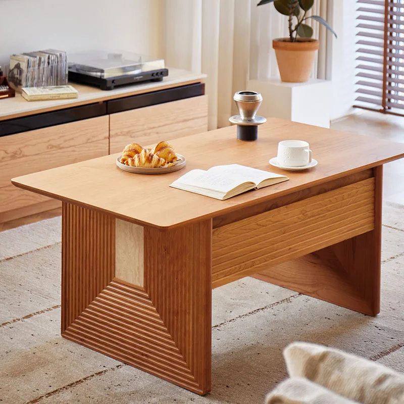 

Modern Minimalist Coffee Table Wood Living Room Aesthetic Unique Simple Side Table Clear Decoration Couchtisch Home Furniture