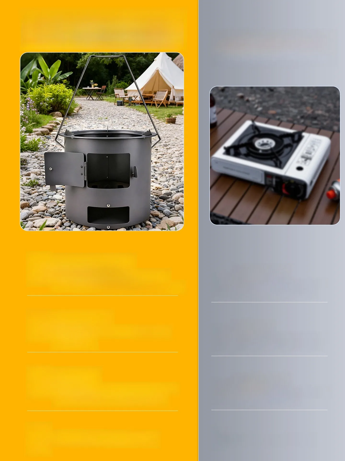 Portable Outdoor Cam Stove Wood Burning Barbecue ill Heater Mobile Outdoor Cooking Equipment Stainl Steel Body