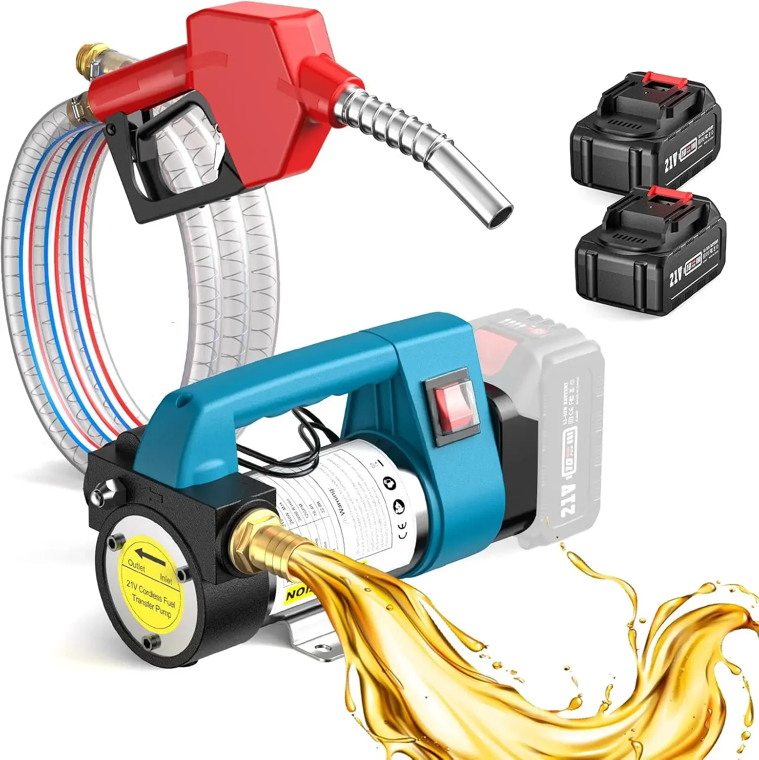

Seesii Cordless Diesel Transfer Pump 21V 2 x 4.0Ah Batteries Fuel Transfer Pump 12 GPM Portable Self-Priming Diesel Pump Kit