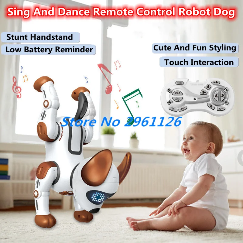 Sing Dance Kids accompagnare telecomando Robot Dog 2.4G Eyes Glow Cute Fun Styling Touch Interaction Electric RC Robot Dog Gift