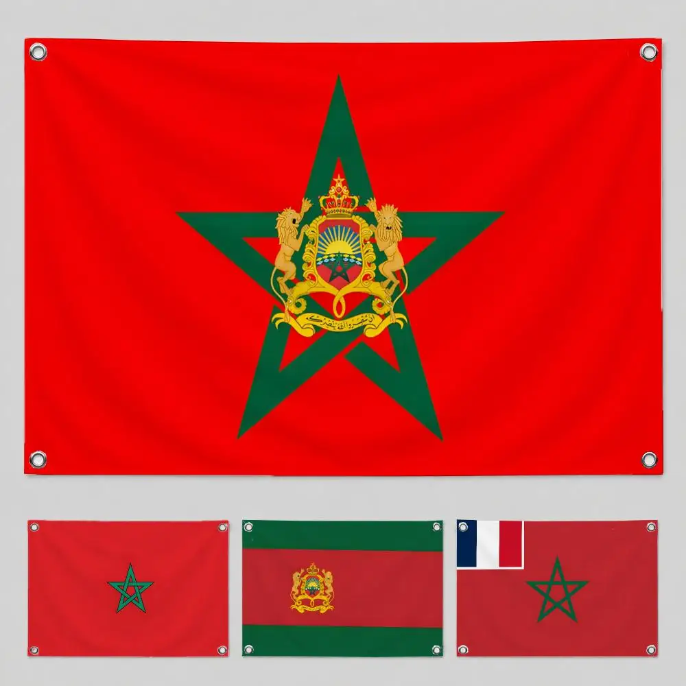 Morocco Flag Graphic  Flags Home Yard & Garden Decor Banner - Indoor Outdoor Wall Hanging Flag