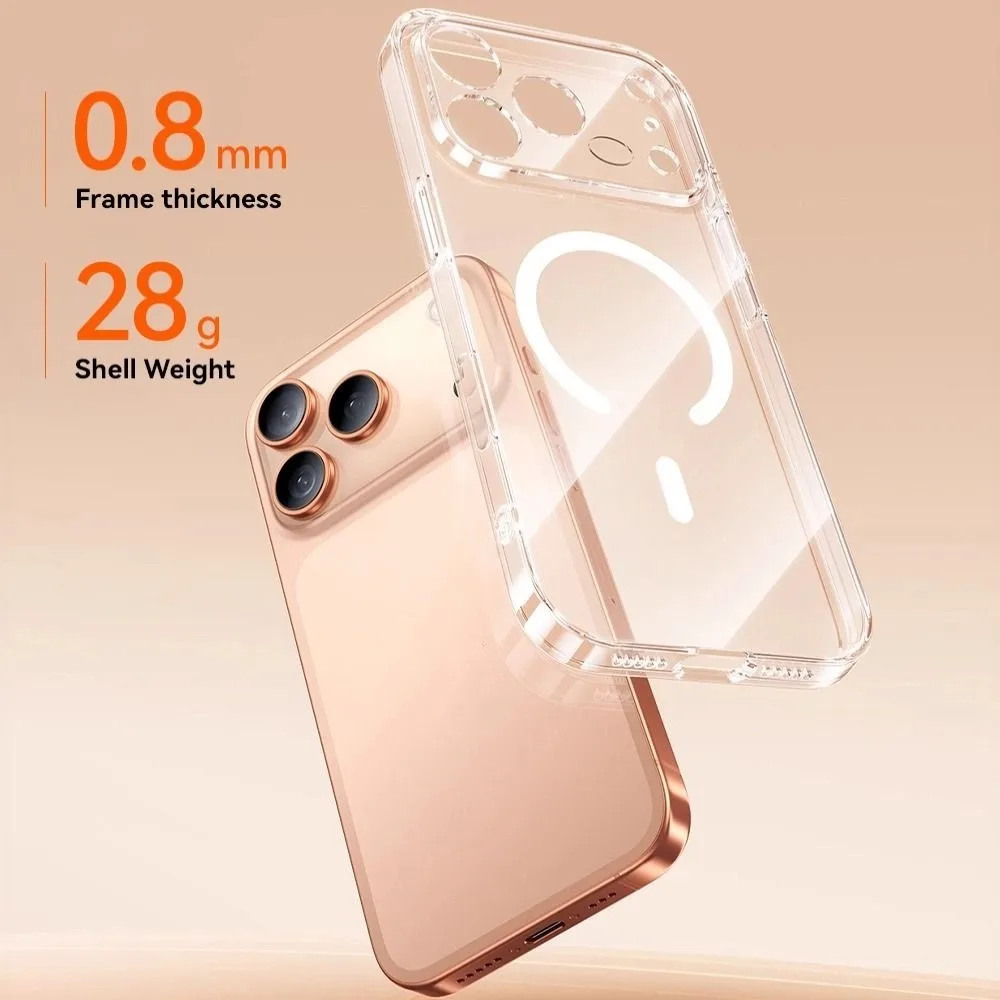 Transparente magnetische Hülle, dünne Anti-Gelb-transparente Hülle, stoßfeste Silikon-Handyhülle für iPhone 17/Air/Pro/ProMax