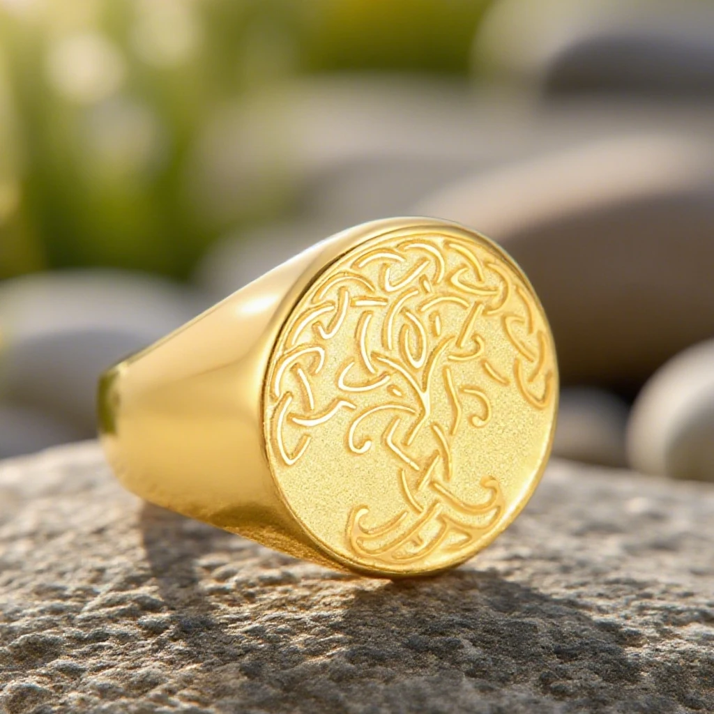 Dawapara Yggdrasil Tree of Life Ring Irish Triquetra Men Ring Protection Talisman Norse Mythology Gift Stainless Steel Jewelry