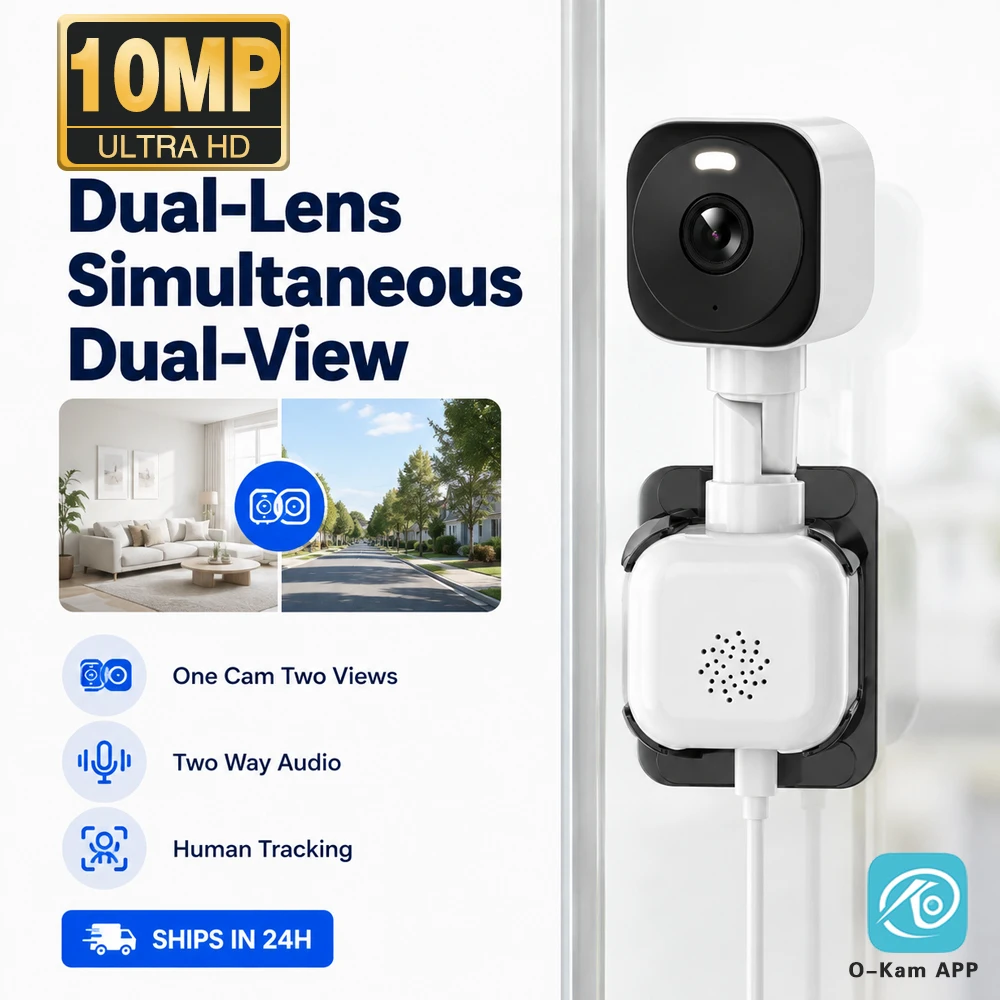 10MP HD Dual Lens Window Camera Simultaneous Indoor Outdoor View Human Tracking Two Way Audio
