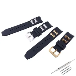 Men's watch strap accessories compatible for Invicta Russian Professional Diver rubber watch band metal particle bracelet 26mm