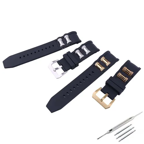 Accesorios de correa de reloj para hombre compatibles con Invicta Russian Professional Diver correa de reloj de goma pulsera de partículas de metal 26mm
