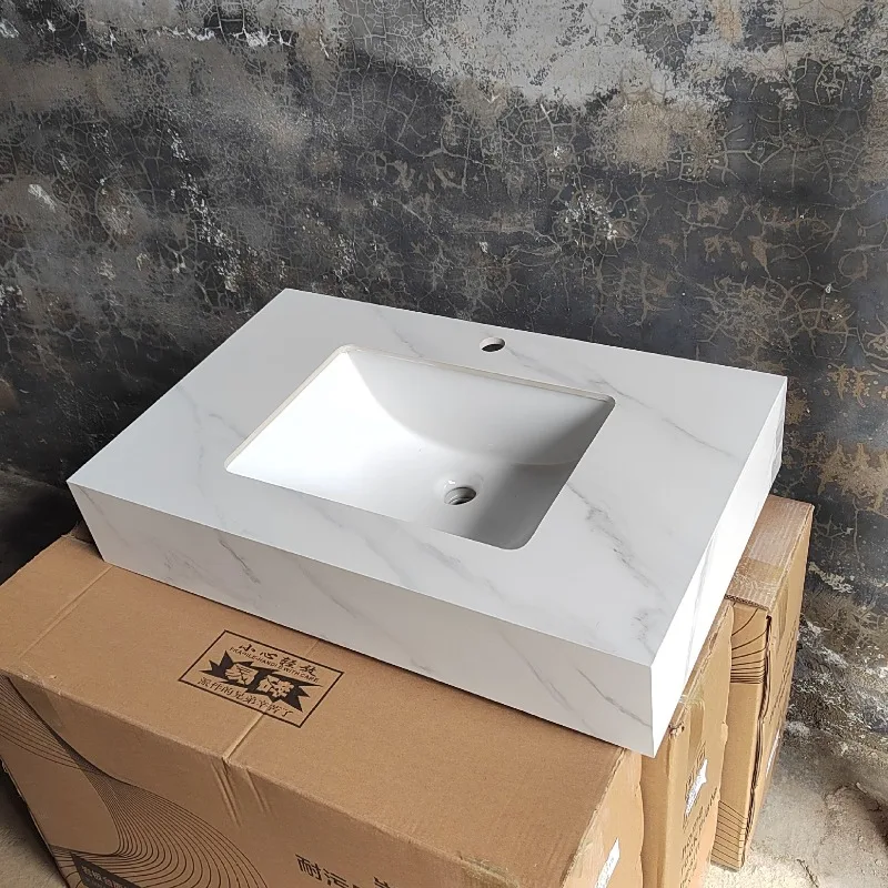 

rock slab wash basin wall-mounted rock slab integrated washbasin hotel bathroom washbasin balcony washbasin light luxury