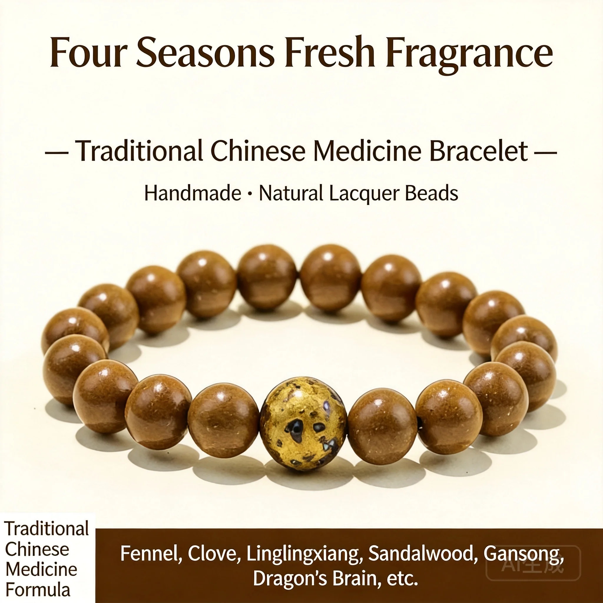 Chinese Style Handmade Five Elements Natural Incense Bead Bracelet Lucky Lacquer Bead Jewelry For Good Fortune Blessing Peace
