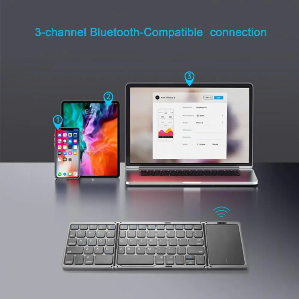 

Collapsible Keyboard Shockproof Ultra-thin 64 Keys Stable Connection Pocket Size Wireless Keyboard