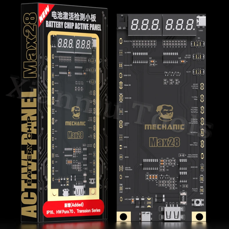 Mechanic Max28 Battery One-click Activation Detection Board for IPhone 6-16ProMax Circuit Inspection Charging Tester Repair Tool