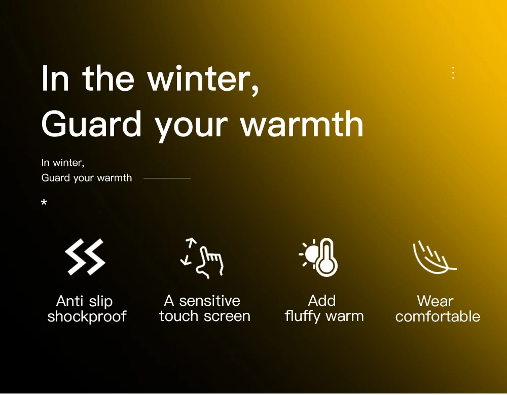 1 Pairs Winter Gloves Mens Touchscreen Non-Slip Unisex Waterproof Windproof Warm Cycling Cold Gloves Fashion Zipper Sports Glove