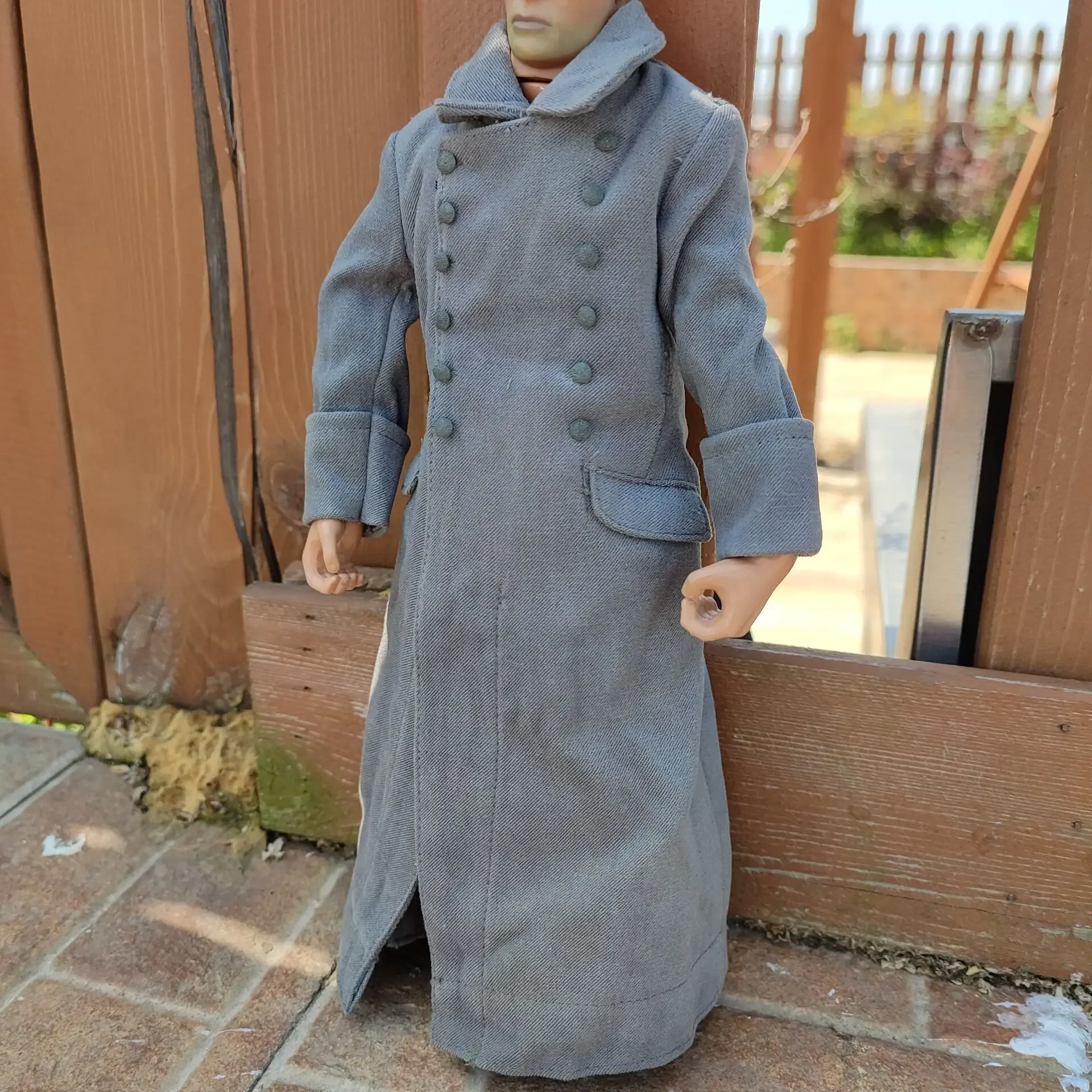 ชุดเสื้อโค้ทกำมะหยี่สีเทาสำหรับฟิกเกอร์ทหารเยอรมันสมัยสงครามโลกครั้งที่ 2 ขนาด 1/6 สำหรับตุ๊กตาทหารขนาด 12 นิ้ว