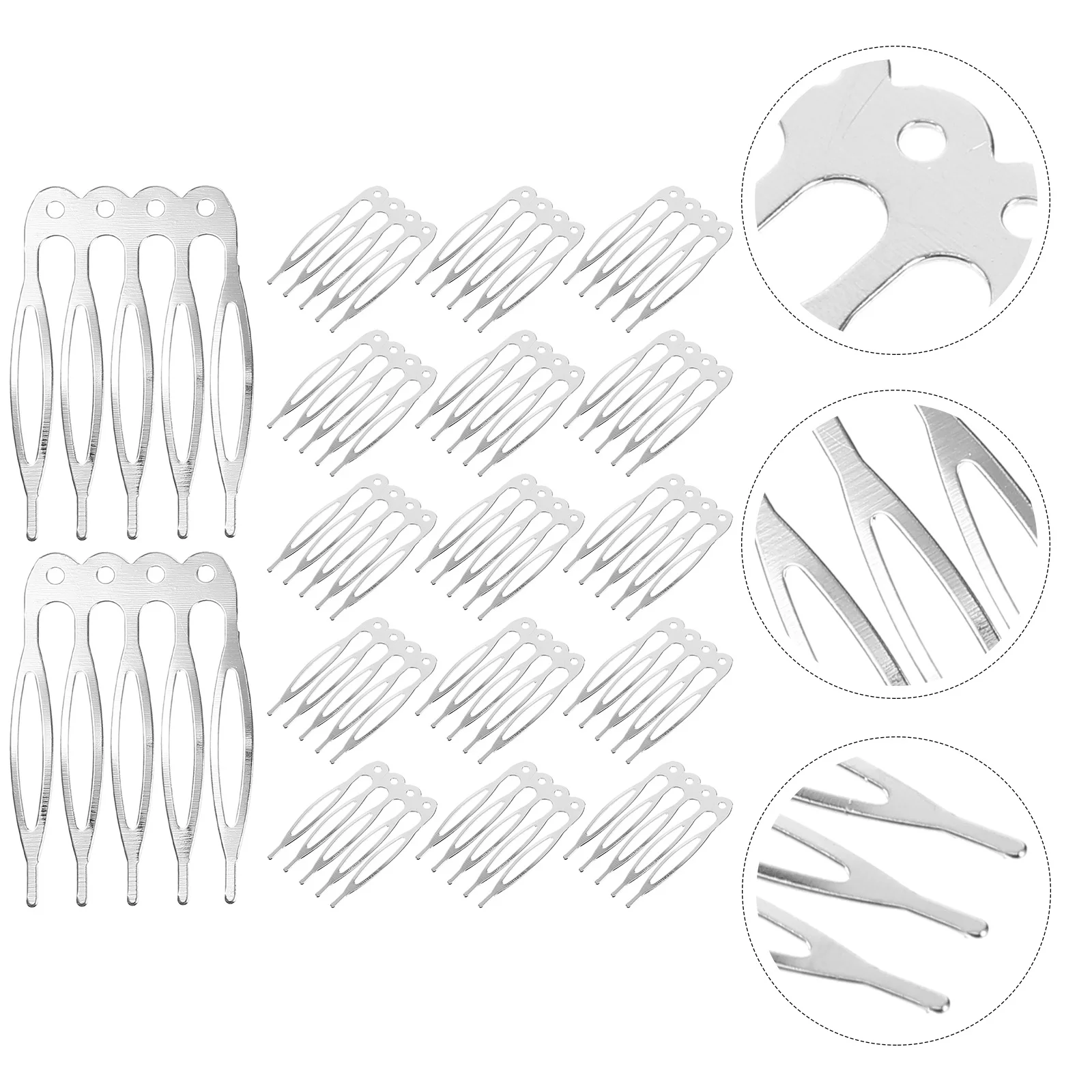

50pcs Hair Combs For Women Metal Side Comb Clips French Updo Accessories Wedding Bridal Hair Styling Tools Decorative Bun Pins