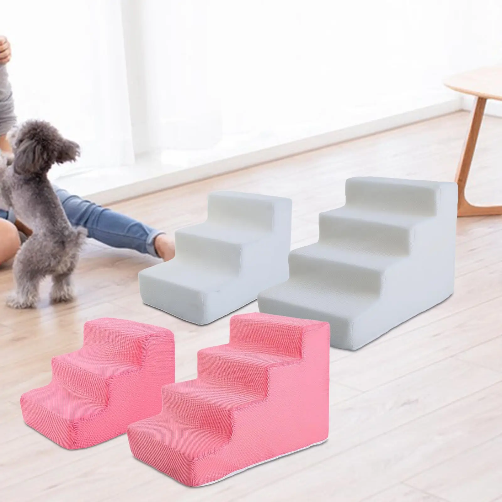 Pet Stairs for Small Dogs Lightweight Mesh Puppy Steps Balanced Ladder Indoor Support for Beds and Cars