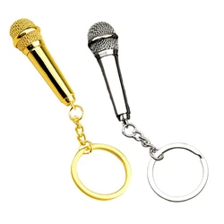 Fashionable Mic Shaped Keyring Charm Portable Microphone Keychain Unique Gift for Music Fans Pocket Sized Key Ornament