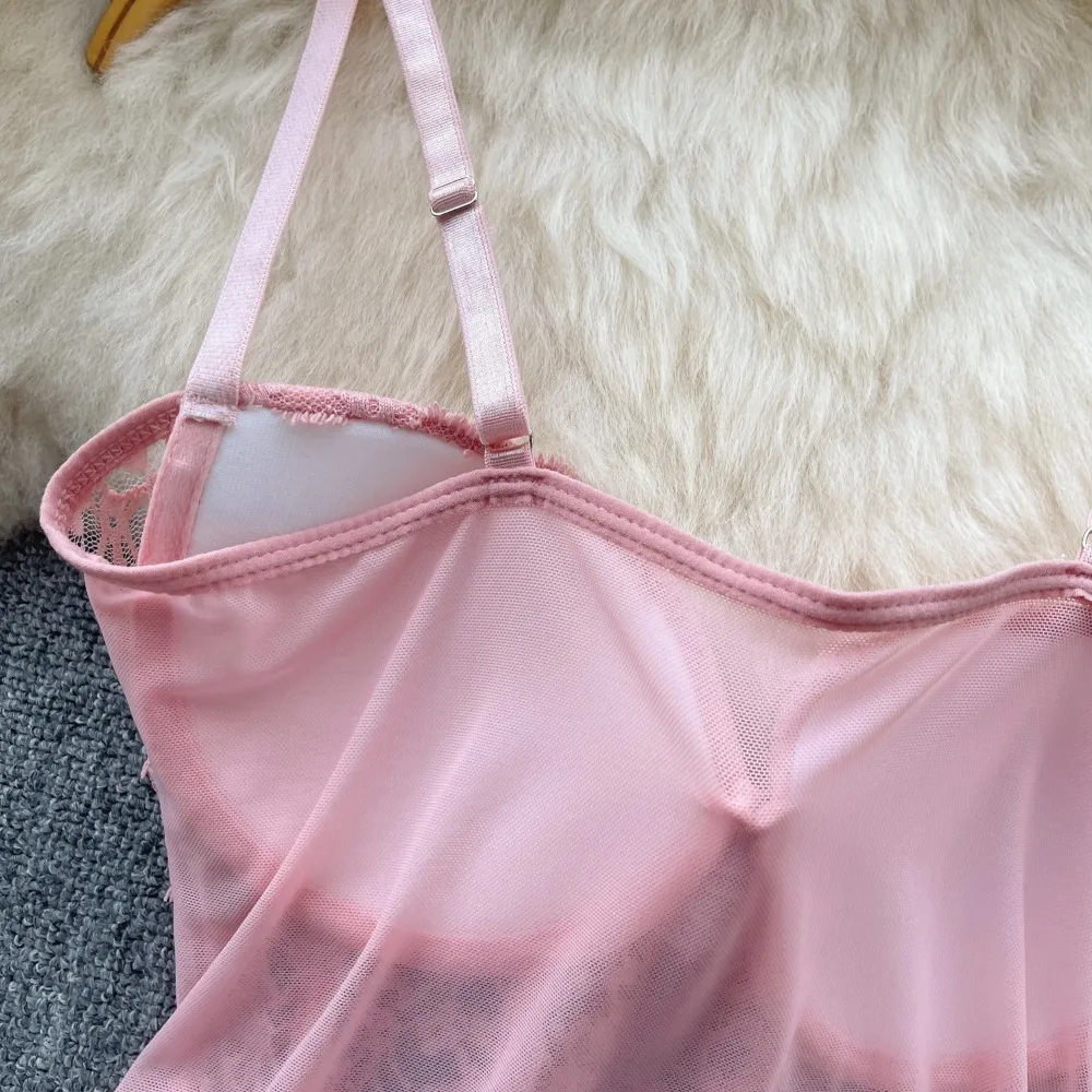 Sexy Spitze Mesh Tube Top schicke träger lose Camis Slim Tanks Top elegante Basic Top Herbst Frauen Bustier