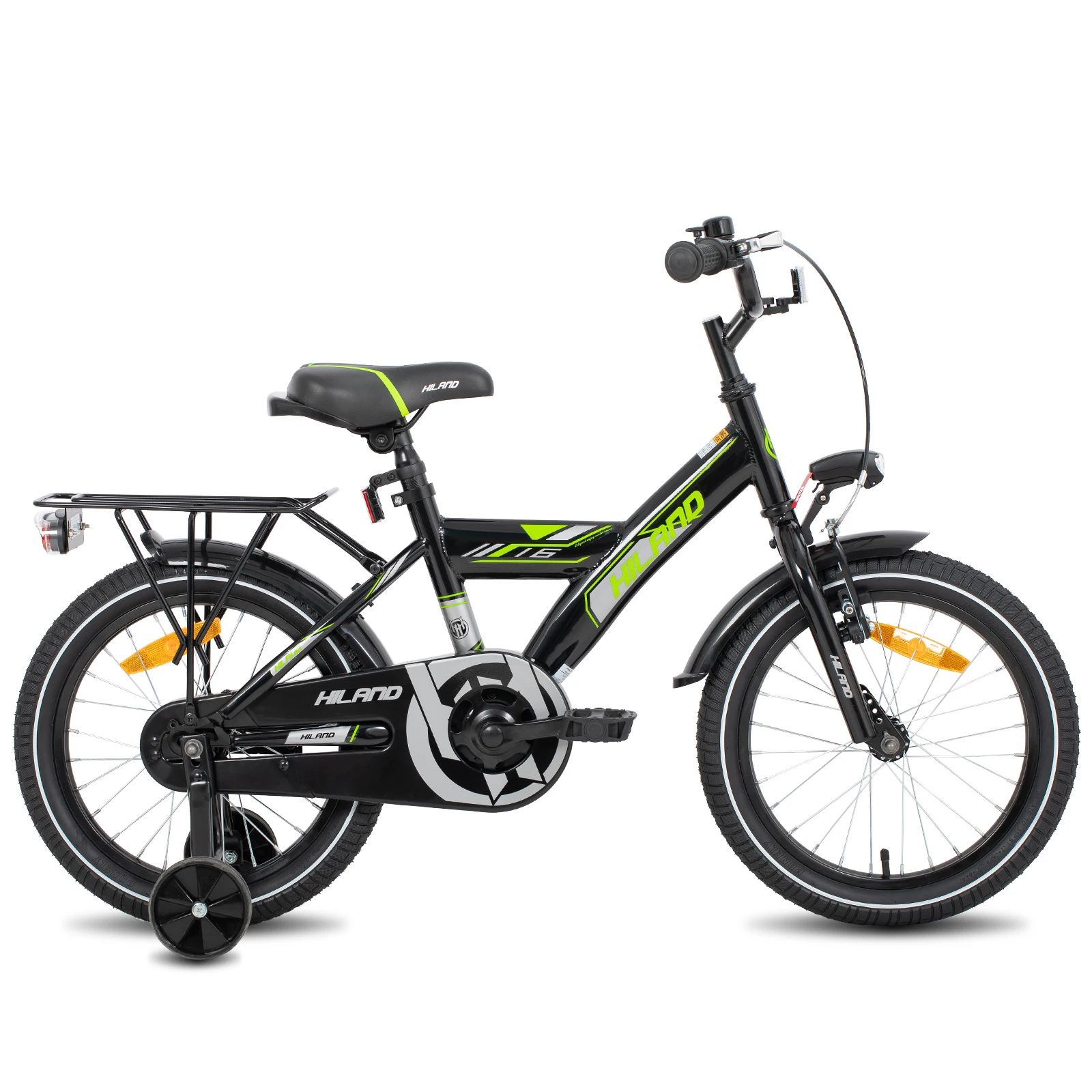 Hiland 16/18 zoll kinder fahrrad für junge kinder 4-7 jahren mit rücksitz/gepäck träger stütz räder