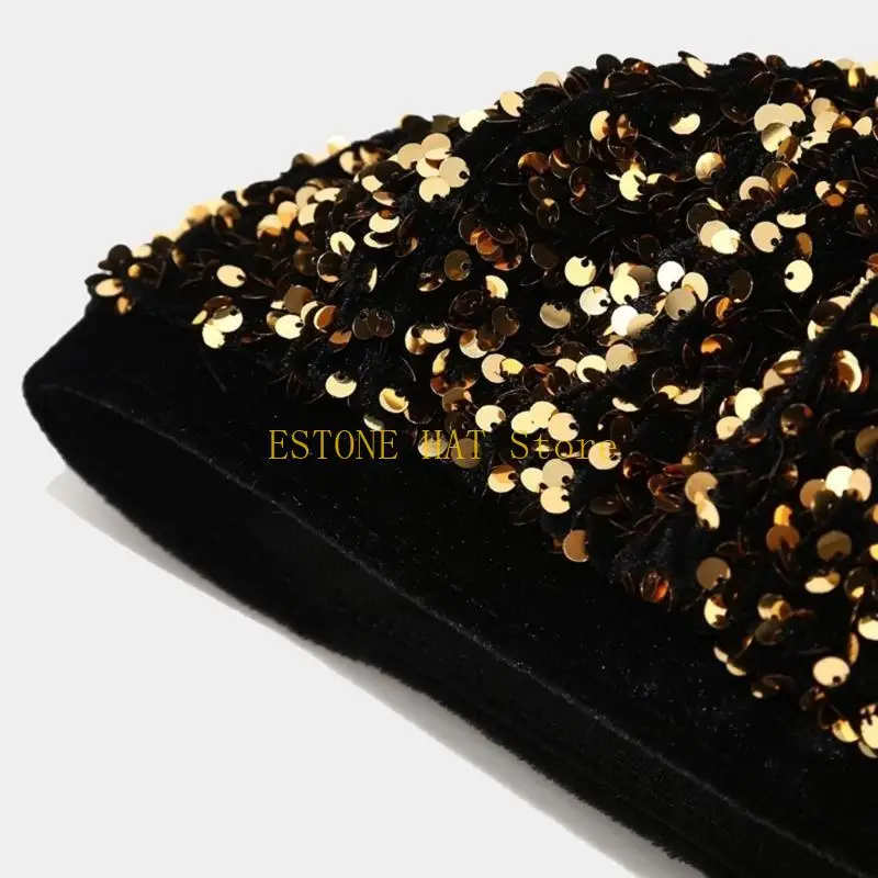 

49MF Stylish Sequins Hat Women Winter Autumn Hat For Women Themed Party Dating