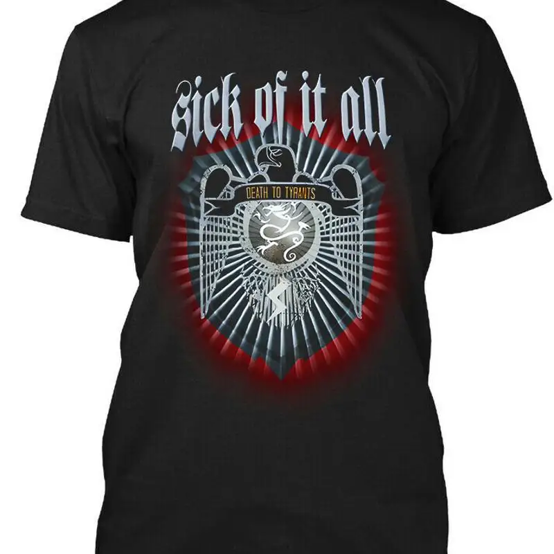 

Новая популярная футболка «Sick Of It All Death To Tyrants» с американской твердой музыкой S 4XL