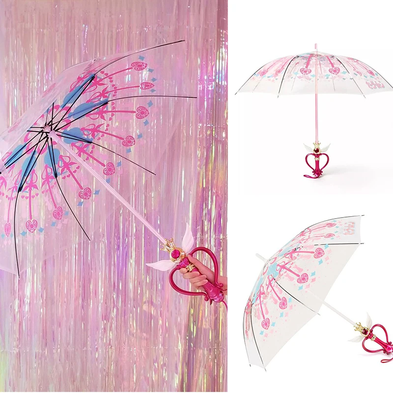 

Anime Magic Stick Moonlight Umbrella Second Generation Clear LED Light Transparent Umbrella Cosplay Props Girls Gift Limited