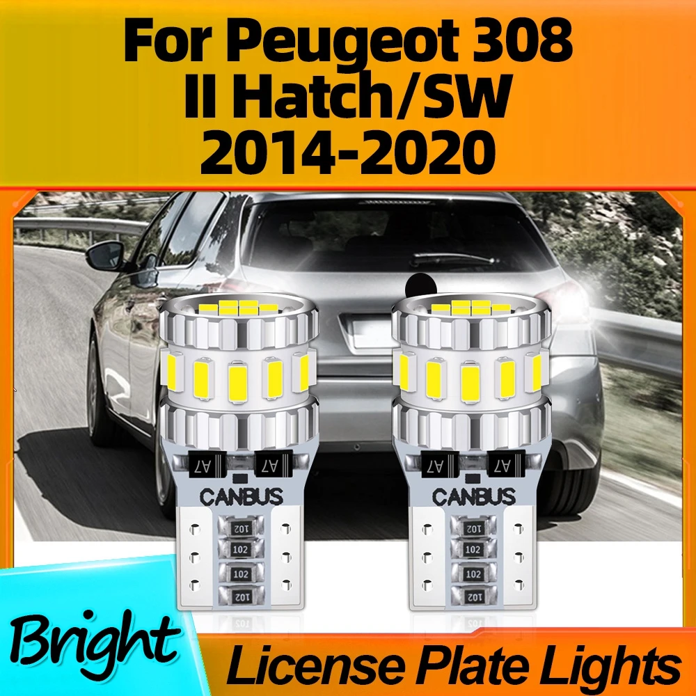 

2PCS T10 Led Bulbs W5W Super Bright License Plate Lights 12V For Peugeot 308 II Hatch/SW 2014 2015 2016 2017 2018 2019 2020