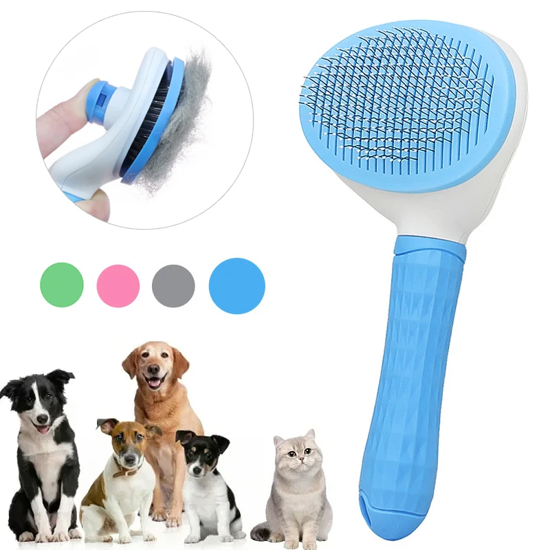 

Pet Dog Brush Cat Comb Self Cleaning Pet Hair Remover Brush For Dogs Cats Grooming Tools Pets De-matting Comb Dogs Accessories