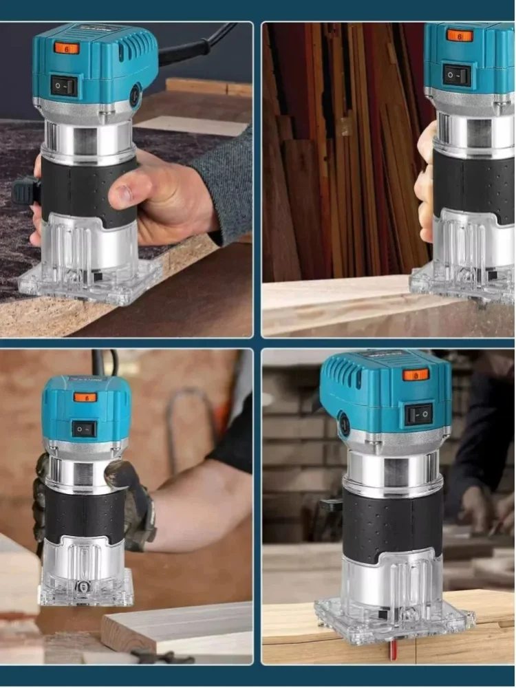 800W Holzkantenfräser, 6 variable Geschwindigkeiten, 30000 U/min, 6,35mm Spannzange, Aluminiumgehäuse, Sanftanlauf, mit 15 Fräsern für Holz, Fasen, Schlitz- und Kurvenschnitte