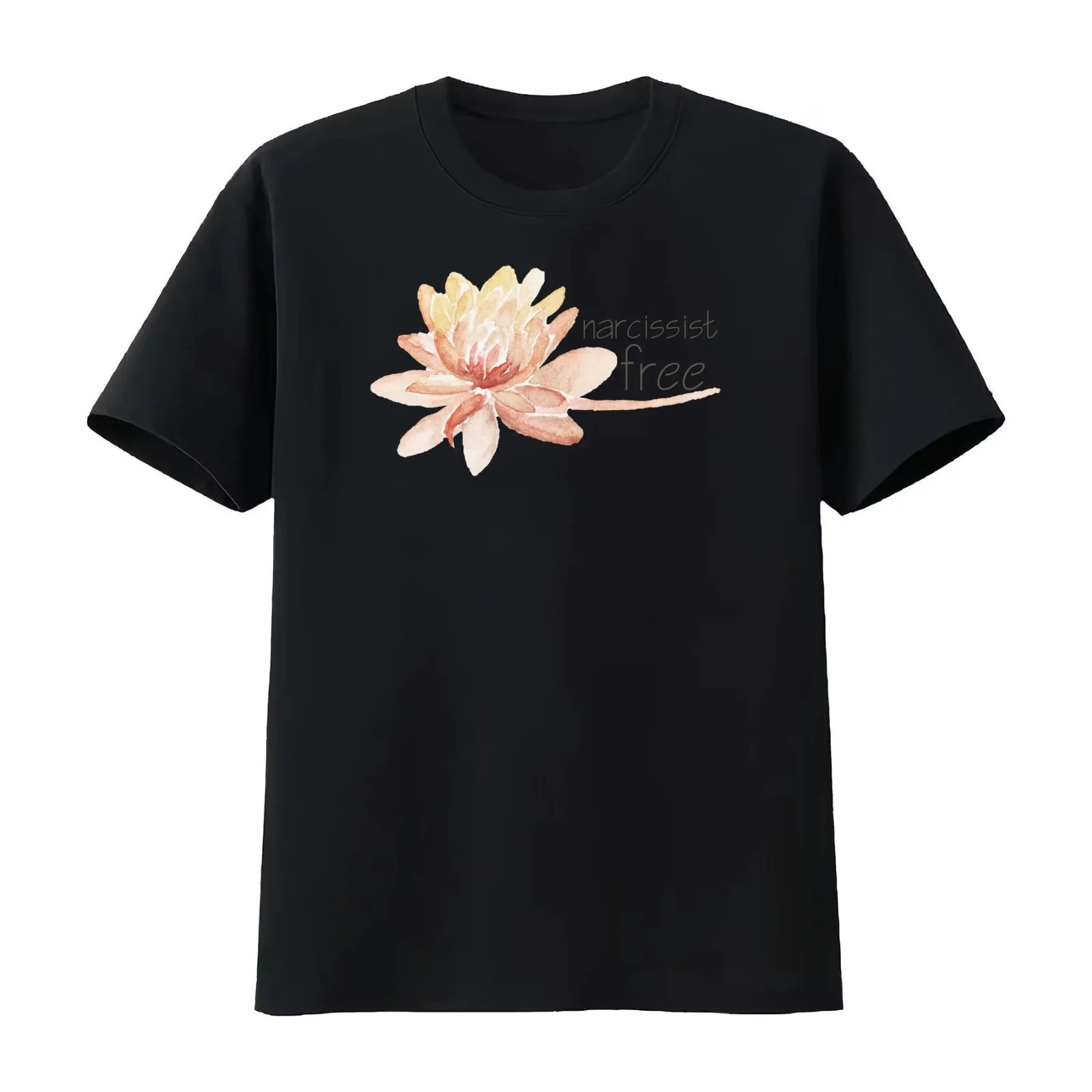 Narcissist Free watercolour flower empowering statement T-Shirt Summer Casual Cotton Tee Oversized Streetwear Tops