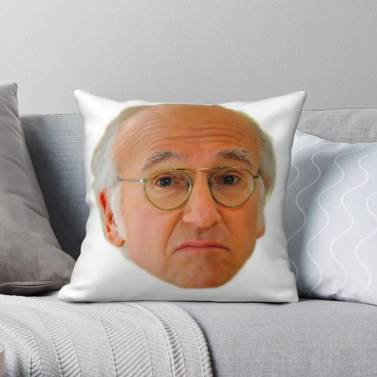 Larry David Square Pillowcase Polyester Linen Velvet Printed Zip Decorative Pillow Case Sofa Seater Cushion Cover 45x45