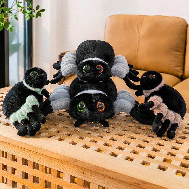 Spoof Stuffed Animals Simulation Black Spider Plush Gift Trick Doll RealLife lifelike Spider Throw Pillow Kids Scary Horror Toys