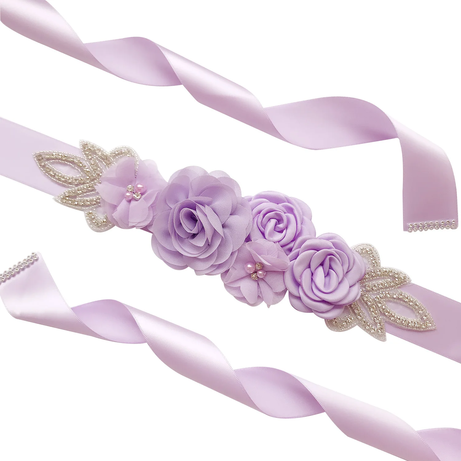 Fashion Womens Rose Flowers With Rhinestone Cummerbunds Wedding Party Evening Belt