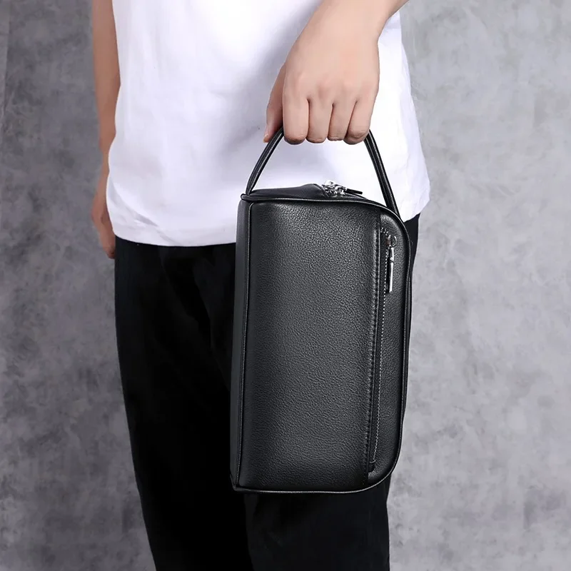 SENOFAN 2024 Hand Bag Men Genuine Cowhide Korean Clutches For Male Authentic Luxury Brand Pouch Wallet Clutch Bag Clamping Sack