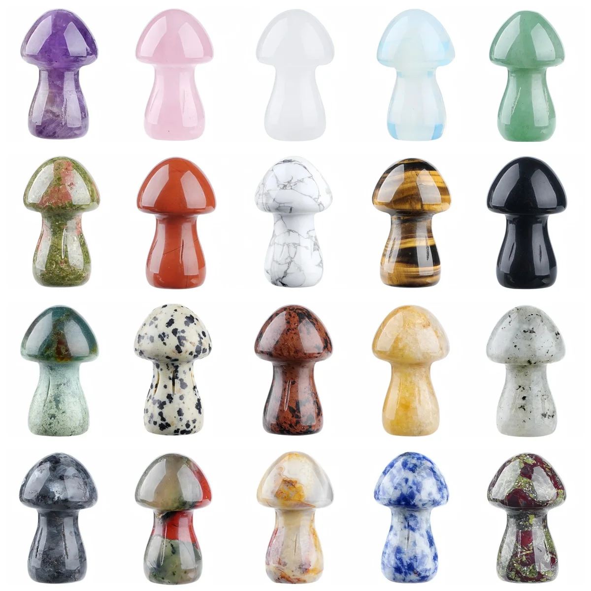 Mushroom Gemstone Pendant Figurine Multi Statue Healing Stone Desktop Collectible Decor