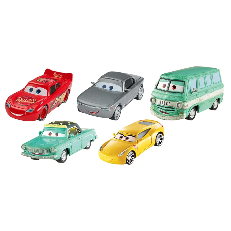 Disney Pixar Cars 3 vehículos fundidos a presión en el interior, 5 paquetes, Lightning McQueen, oxidado, aleación de Metal, modelo de vehículo, 1:55