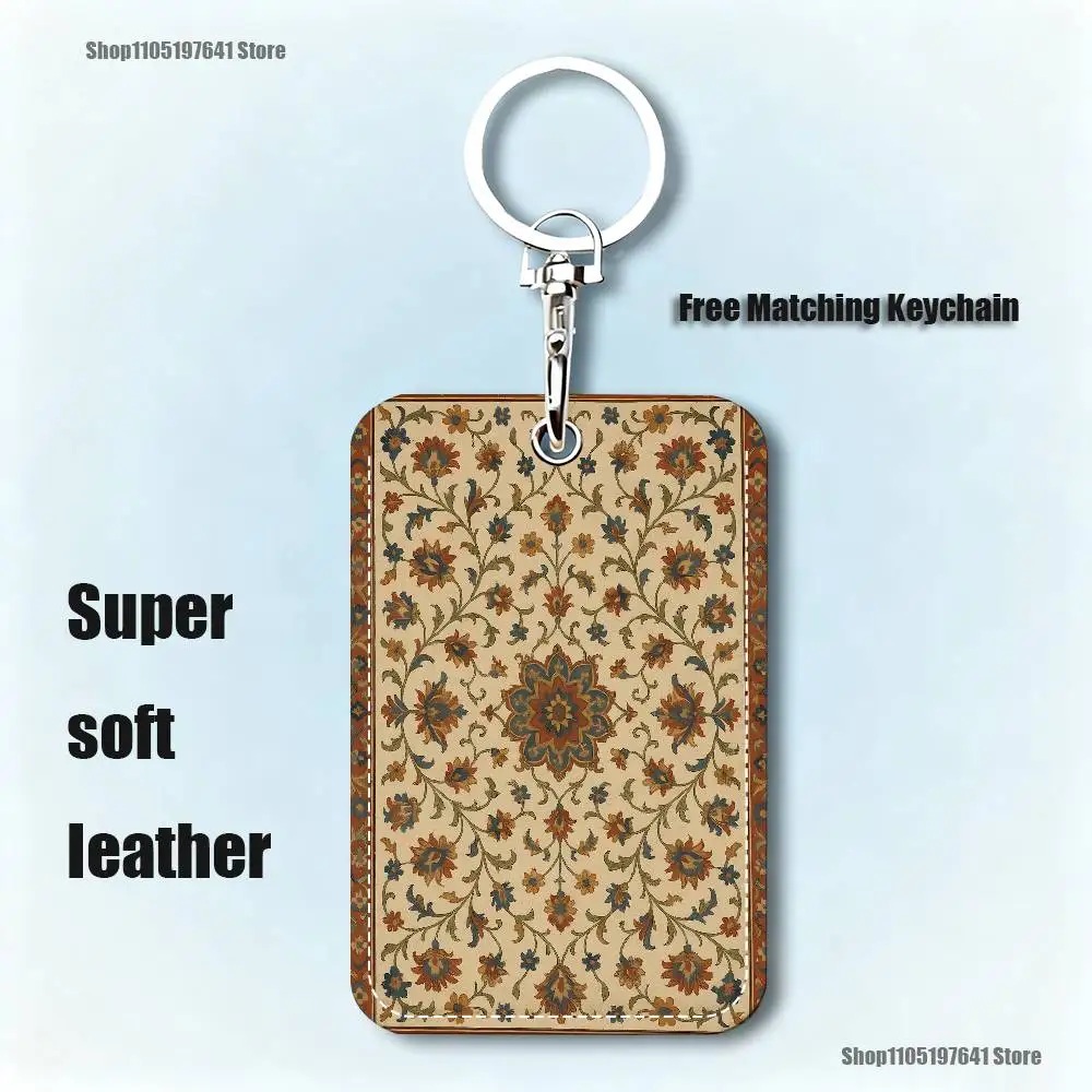 Tappeto persiano motivo floreale portachiavi carta cartone animato anime moda ciondolo borsa porta d'identità porta carte autobus carino adulto