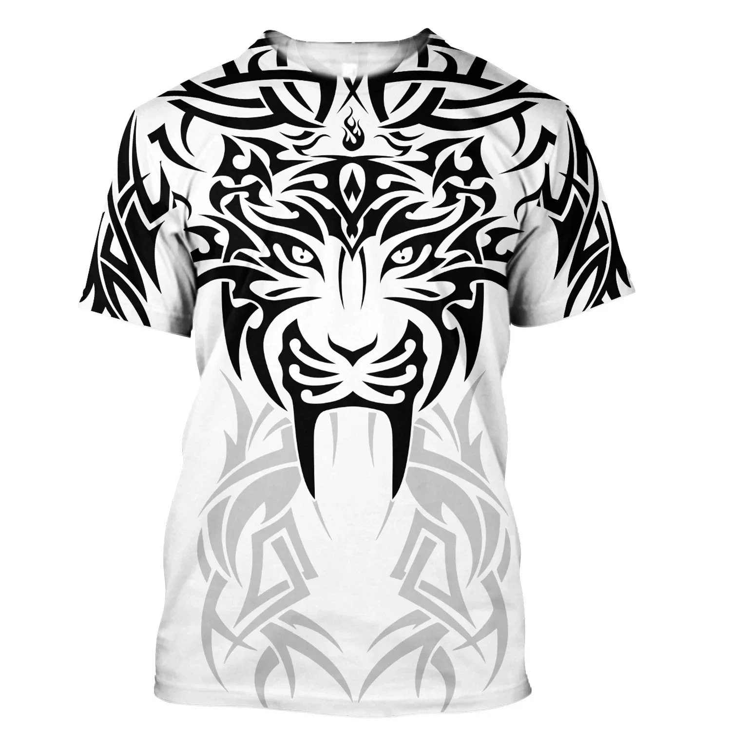 3D Tiger Print T-Shirt Men\'S Fine Animal Print T Shirt Summer Trend Harajuku Oversized Short-Sleeved Casual Fashion O-Collar Top