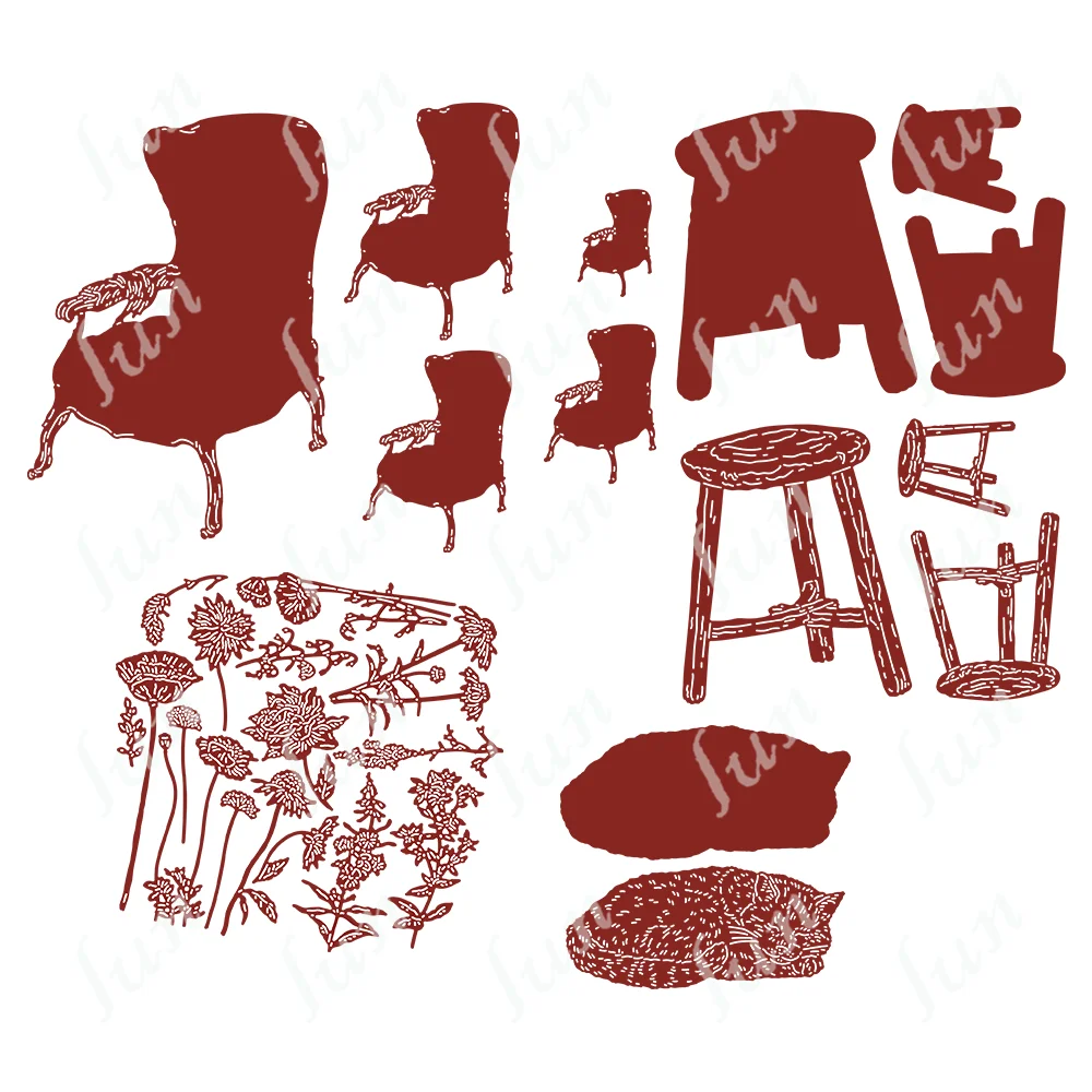 

Retro Stool Sprung Safa Cutting Dies Set 2022 New Die Cuts Diy Scrapbooking Photo Album Decorative Embossing Paper Card Crafts