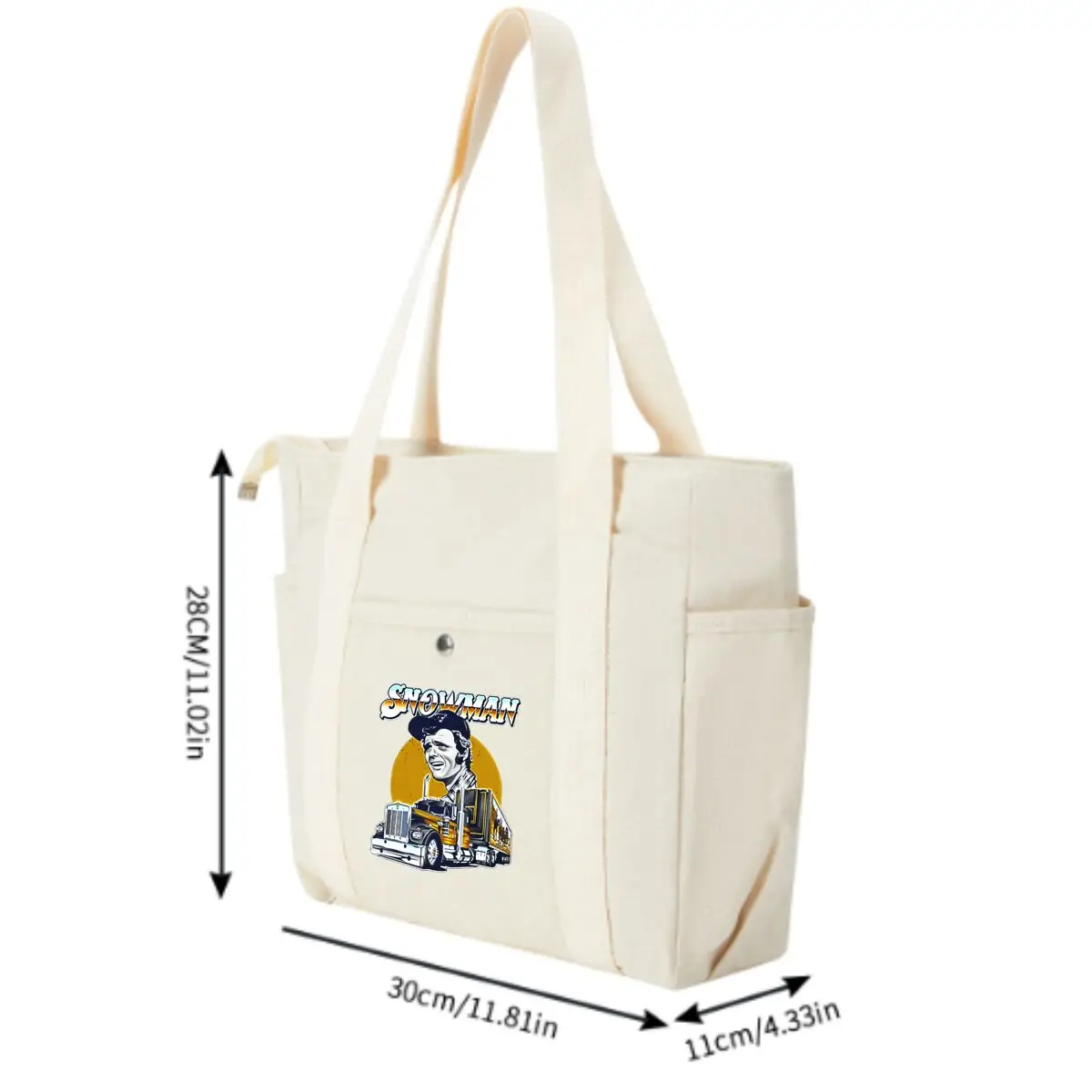 Snowman design with a truck Large Capacity Multi-Pocket Shoulder Bag Office Commute Tote