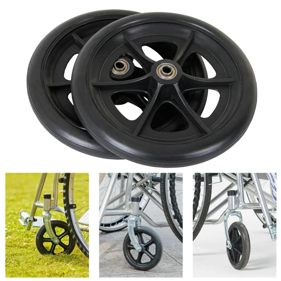 2PCS 8 Inch Wheelchair Casters Small Cart Rollers Diameter 8MM Chair Wheelchair Accessories Front Wheel Casters Replace