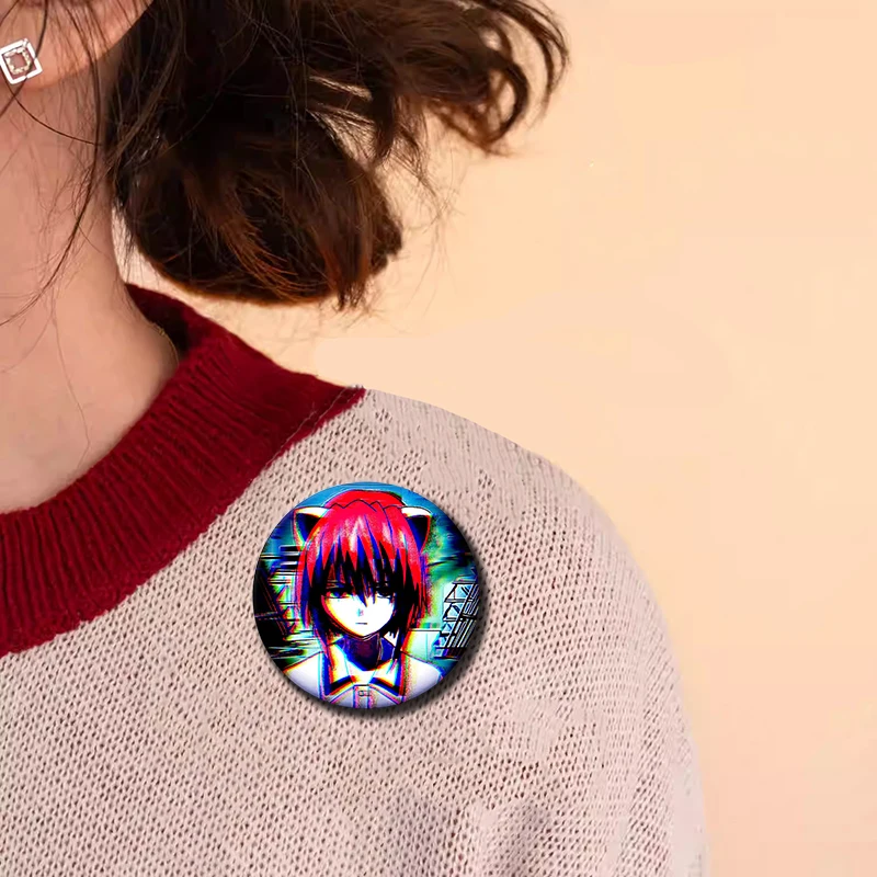 58mm Anime E-Elfen Lied Round Pins Handmade Brooch for Clothes Backpack Decoration Cartoon Badge